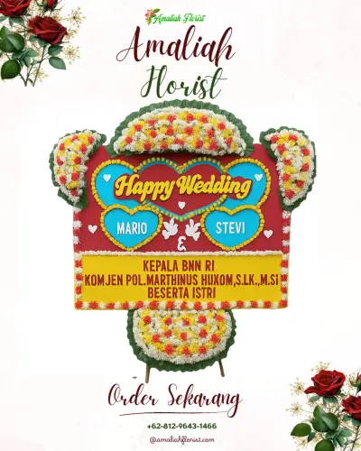 Karangan Papan Bunga Pernikahan di Sumbermulya